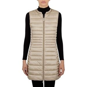 Save the Duck Cindy Long Beige Shell Vest